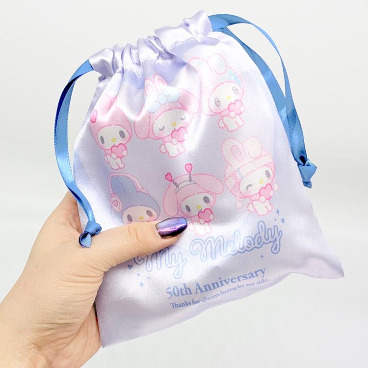 マイメロディ リボン巾着 ブルー 145929 ガーリーポップハート SANRIO