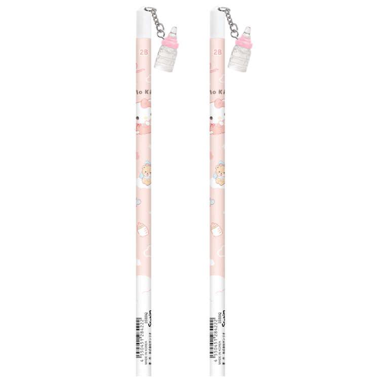 2本セット】ハローキティ ほにゅう瓶チャーム付き鉛筆2B ベビー
