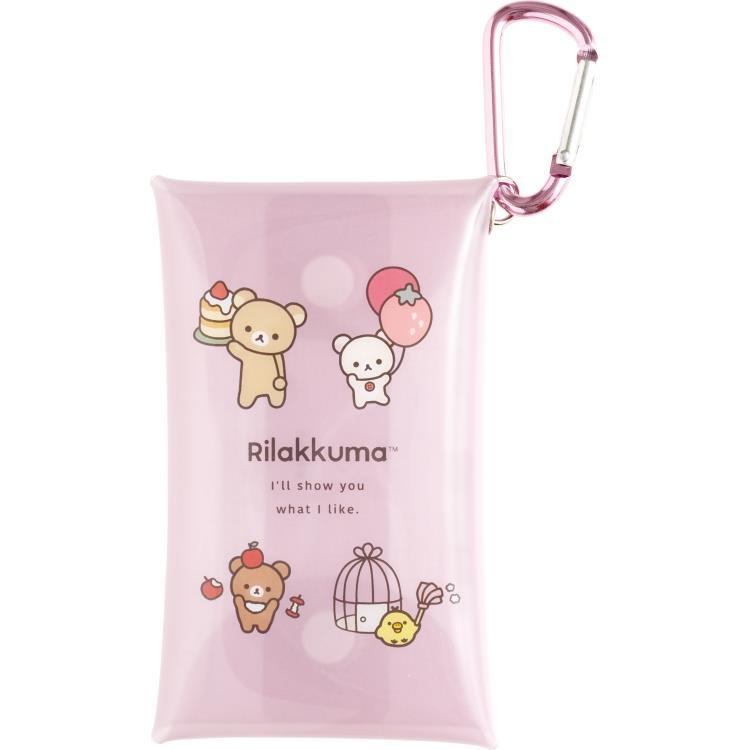 リラックマ マルチクリアケース BASIC RILAKKUMA ピンク カラビナ付
