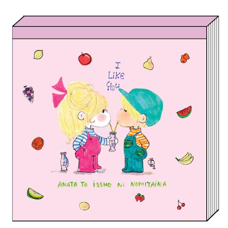 水森亜土 スクエアメモ フルーツ レトロカワイイ めも メモ帳 メモ紙