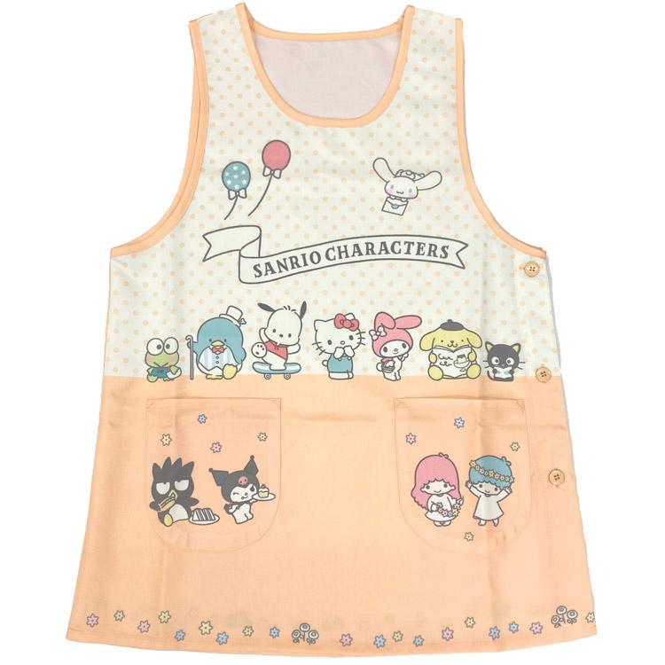 サンリオキャラクターズ キャラクターエプロン 転写脇釦 オレンジ M〜L