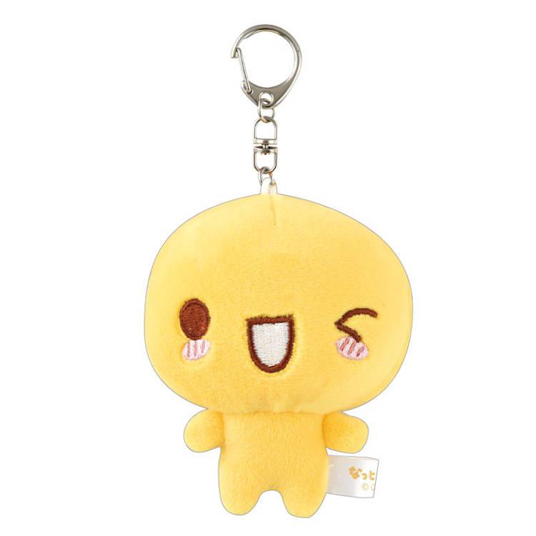 ナオたん 人形型キーホルダー 黄色 なっとうちゃん ぬいぐるみキーホルダー ウィンク ダイカット かわいい