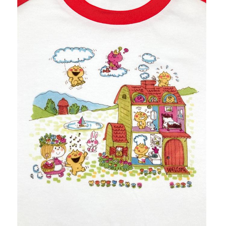 水森亜土 ラグランスリーブTシャツ レディースM 七分袖 オウチ RD