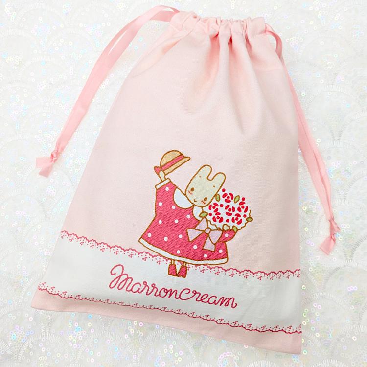 マロンクリーム 巾着ポーチ サンリオ マロンクリーム サガラ刺繍巾着 ポーチ Sanrio