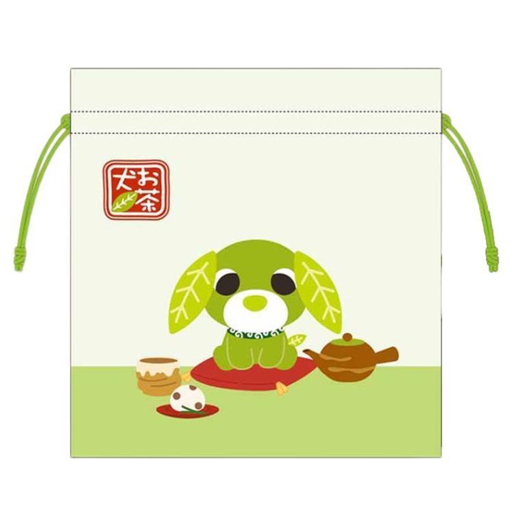 お茶犬 巾着M リョク 259016 おちゃけん 緑茶犬 : キャラクター