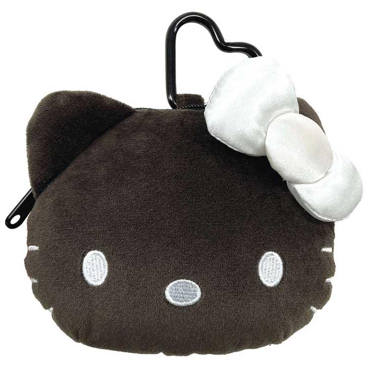 ハローキティ カラビナ付きぬいぐるみファスナーマスコット モノクロ