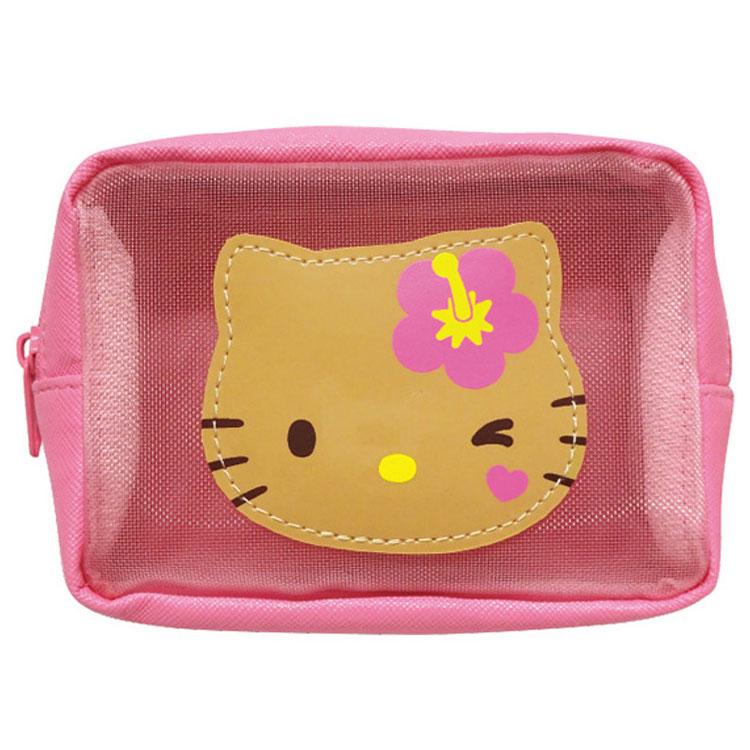 ハローキティ メッシュポケット付きマルチポーチ ピンク 606510 日焼け