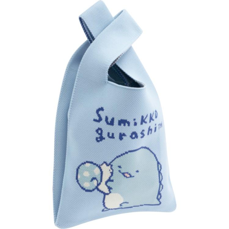 すみっコぐらし ニットバッグ とかげ ブルー : キャラクター雑貨
