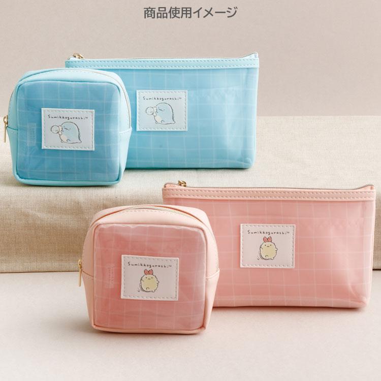 すみっコぐらし メッシュペンポーチ とかげ ブルー ペンケース 中が