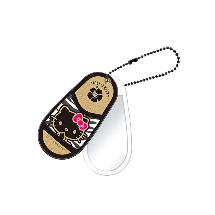 ハローキティ サンダル風スライドミラー モノトーン 鏡 かがみ カガミ ミラー こすめ ボールチェーン キーホルダー 335023 ...