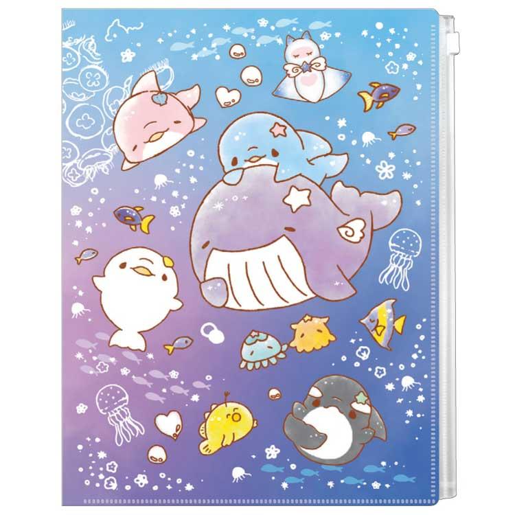 ゆるいるか A4ファスナー付き6Pクリアファイル Night Sea 276291