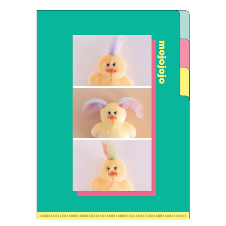 mojojojo クリアファイルA5 3P グリーン 3ポケット ファイル 書類整理
