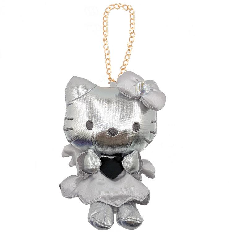 ハローキティ 合皮マスコットチャーム シルバー HELLO KITTY BLACK