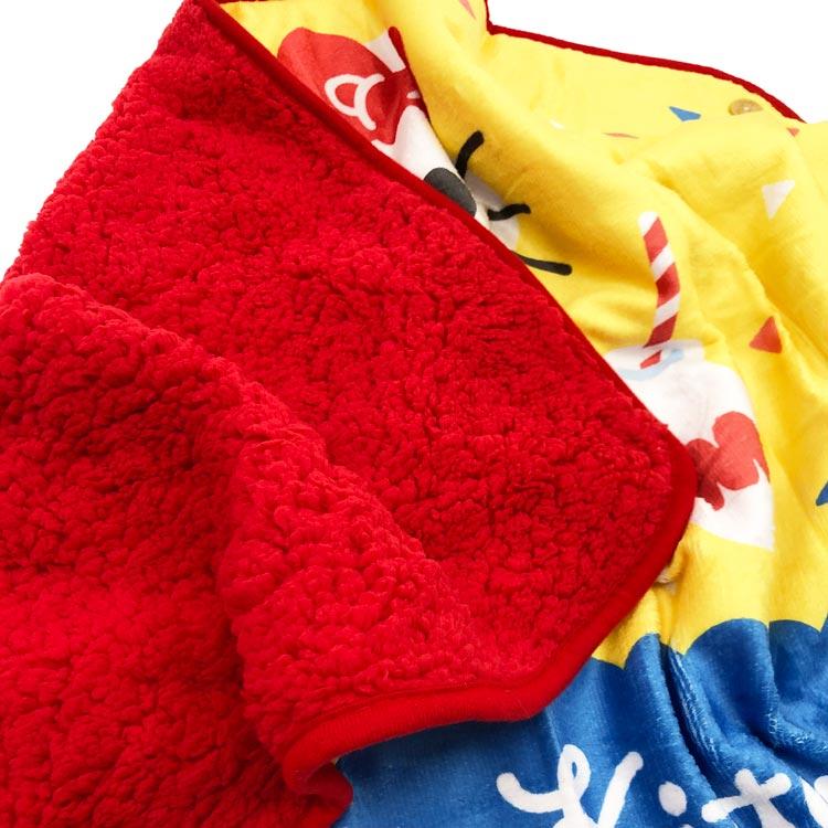ハローキティ ふわふわブランケット ボタン付き イエロー ひざ掛け