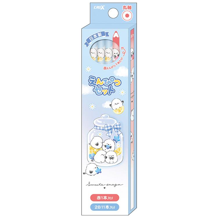 スイーツエナガ ダース鉛筆 紙箱12本入(2B丸11本・赤丸1本) 337362 新