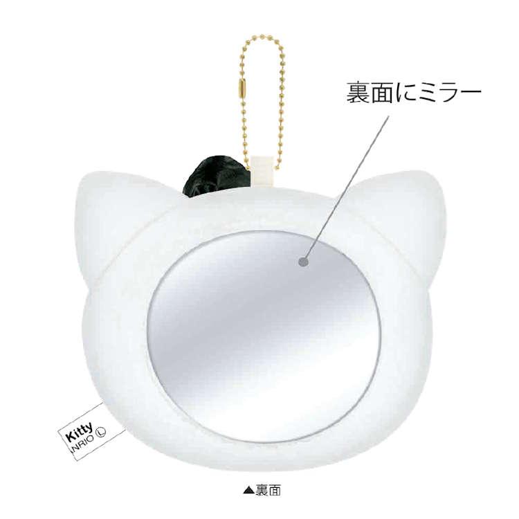 ハローキティ ぬいぐるみミラー ブラックリボン コンパクトミラー