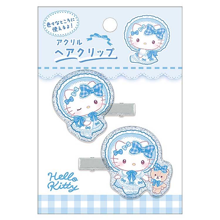 ハローキティ　キラキラウイングクリップ　ブルー ハローキティ アクリルヘアクリップ ブルー 363217 ロリータコスメ