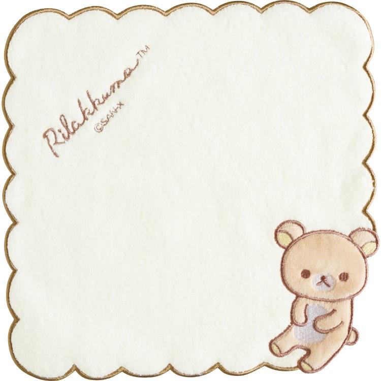 リラックマ ミニタオル ダイカット 刺繍アップリケ スカラカット 波型