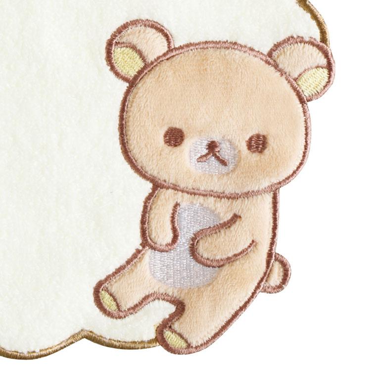 リラックマ ミニタオル ダイカット 刺繍アップリケ スカラカット 波型