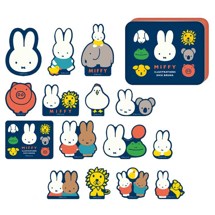 ミッフィー 缶入りステッカー 紺 053941 miffy ディックブルーナ
