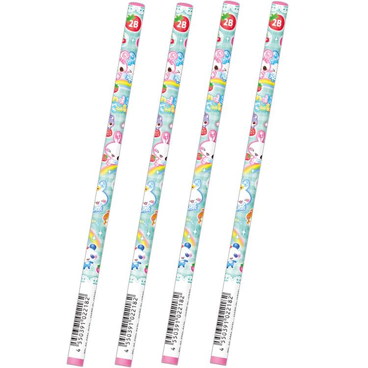 4本セット】キャンディツインズ 鉛筆 2B 丸軸 チェック 平成レトロ