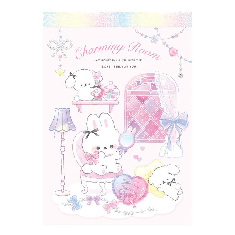 チャーミングルーム Vメモ ラパン バレエコア柄 おりがみメモつき