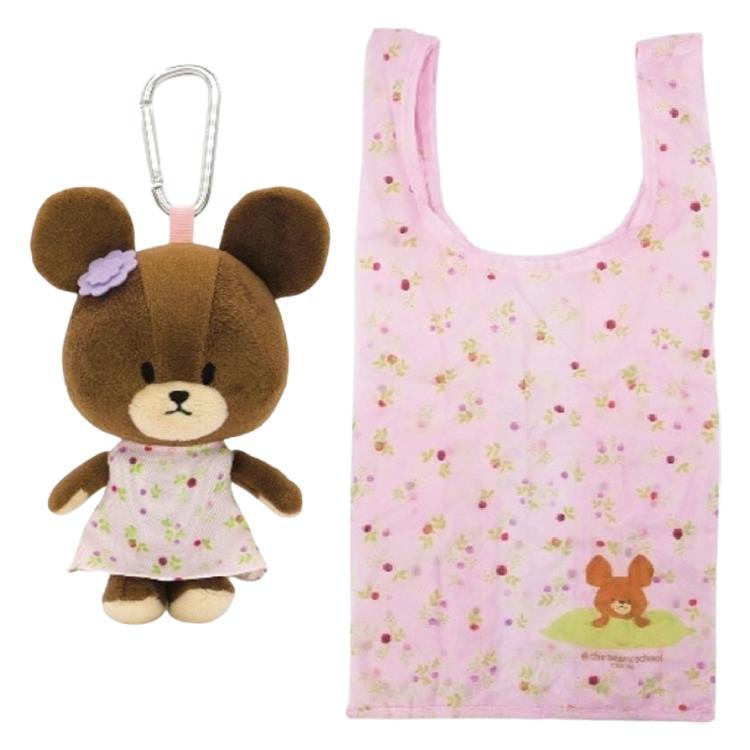 テディベア柄キャンバスエコバッグ くまのがっこう ぬいぐるみエコバッグ 小花柄 PK 220073 くまがく the