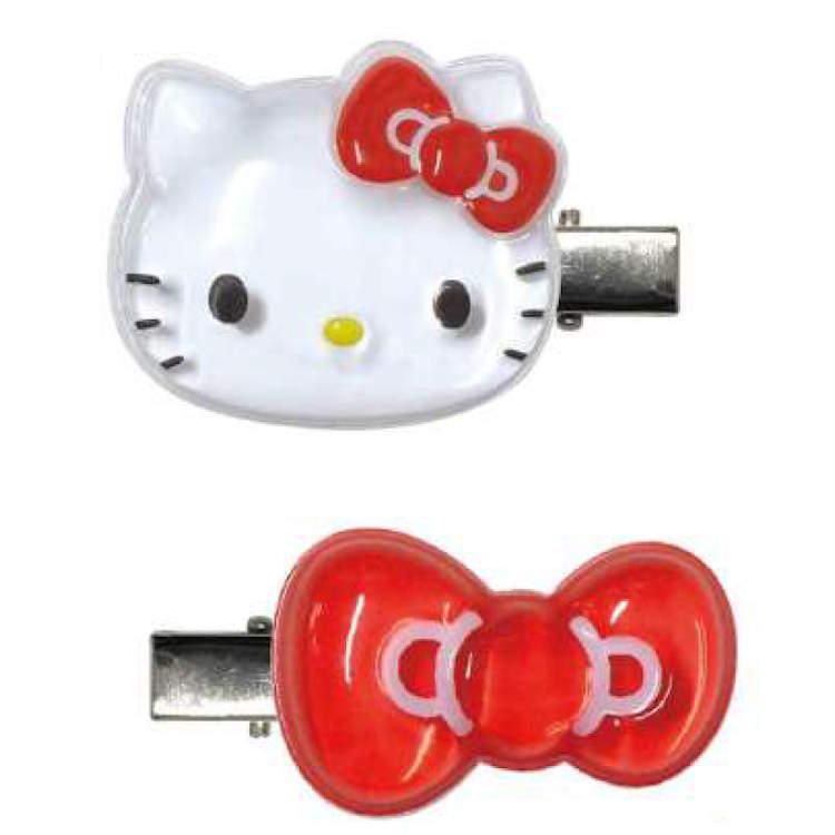 ハローキティ ぷっくりったいヘアクリップ 2P レッド 立体 フェイス