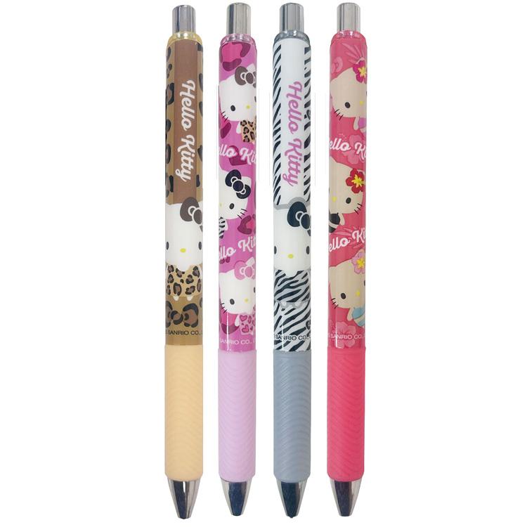 ハローキティ ゲルペン 0.5mm 黒インク 4本パック レオパード ギャル