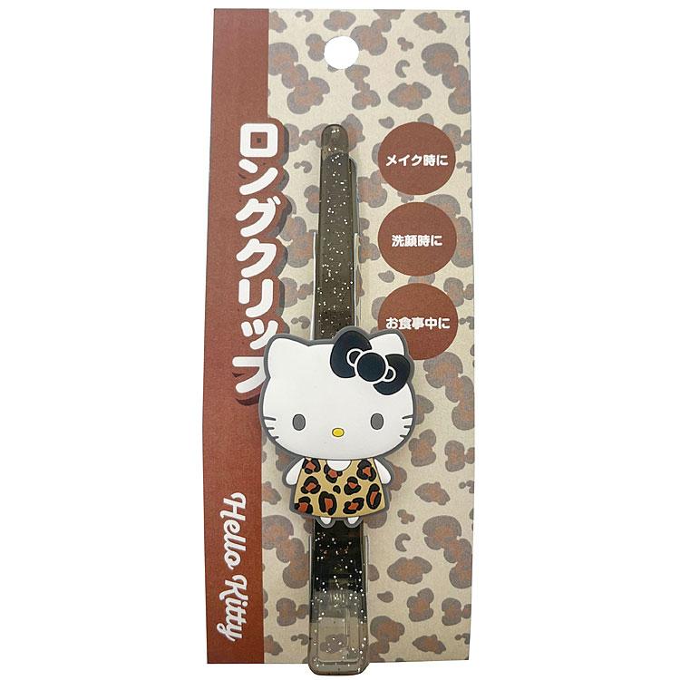 希少！激レア！ハローキティ&ブルーズ・クルーズコラボ　ロンパースマスコット ハローキティ マスコット付きロングクリップ レオパード 437445 髪留め