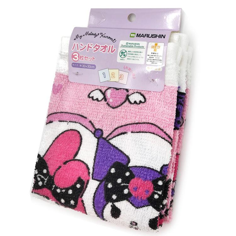 マイメロディ&クロミ ハンドタオル3P キューピットハート 025565