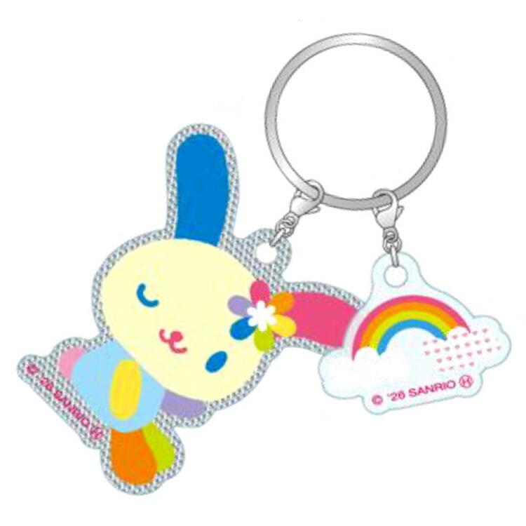 ウサハナ 2連ラメ入りアクリルキーホルダー にじ 332078 SANRIO