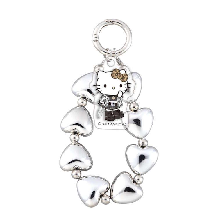 ハローキティ チャーム付きハートリングキーホルダー ベージュ