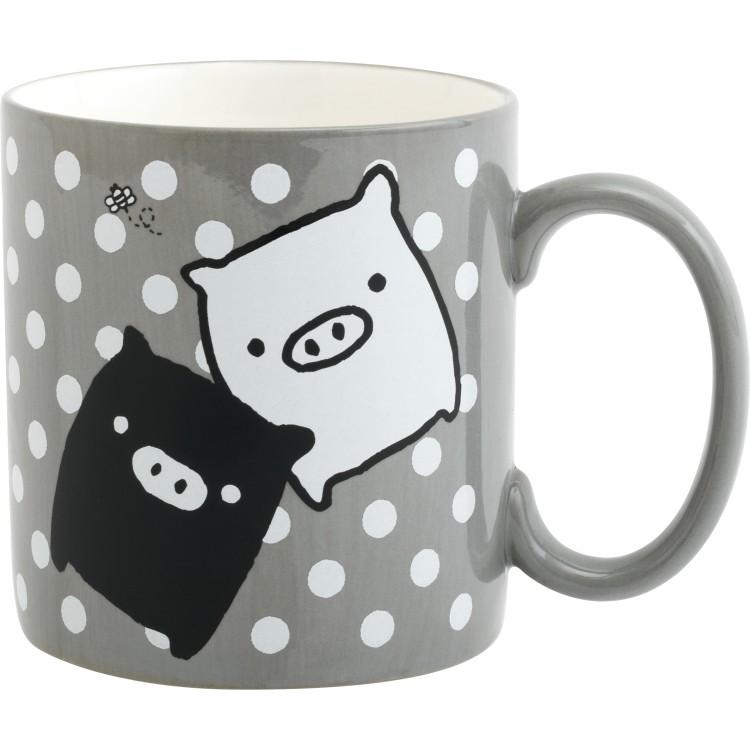 モノクロブー マグカップ 陶器 レンジOK : キャラクター雑貨 ラフラフ