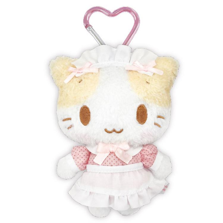 マシュマロみたいなふわふわにゃんこ カラビナ付きマスコット メイド