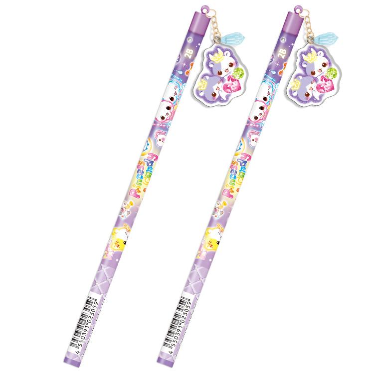 2本セットキャンディツインズ チャーム付き鉛筆 2B丸 プリンセス