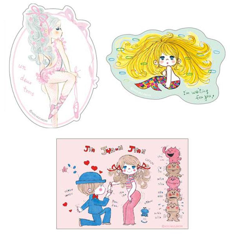 水森亜土 クリアステッカーセット cute 274802 : キャラクター雑貨