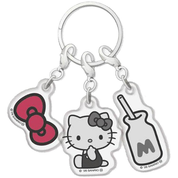 ハローキティ 3連アクリルキーホルダー BK モノクロハローキティ