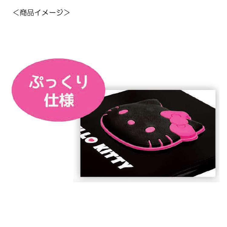 ハローキティ マスコット付きLサイズミラー ブラックピンク 卓上ミラー