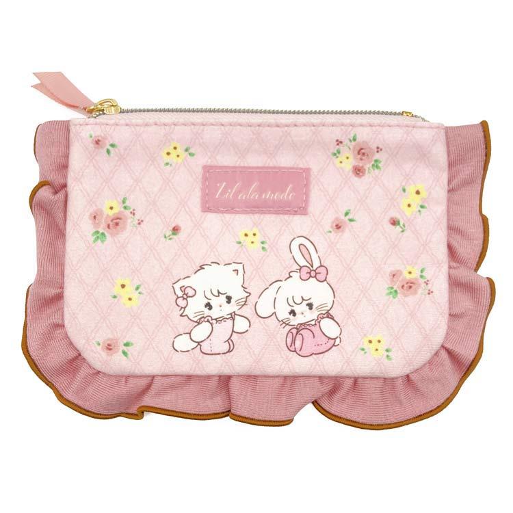 mikko illustrations メローポーチ ピンク フリルポーチ コスメケース