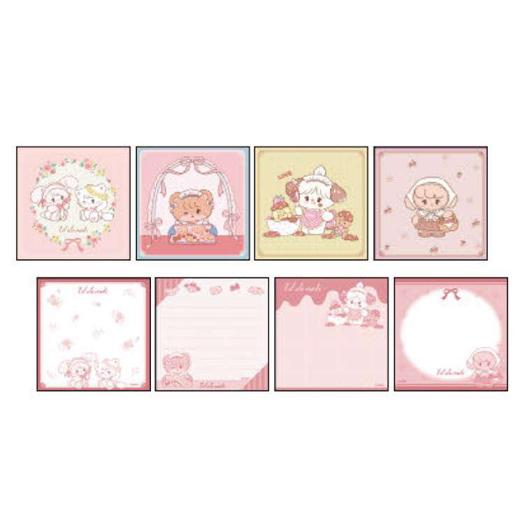 mikko illustrations スクエアメモ ピンク めも メモ帳 メモ紙