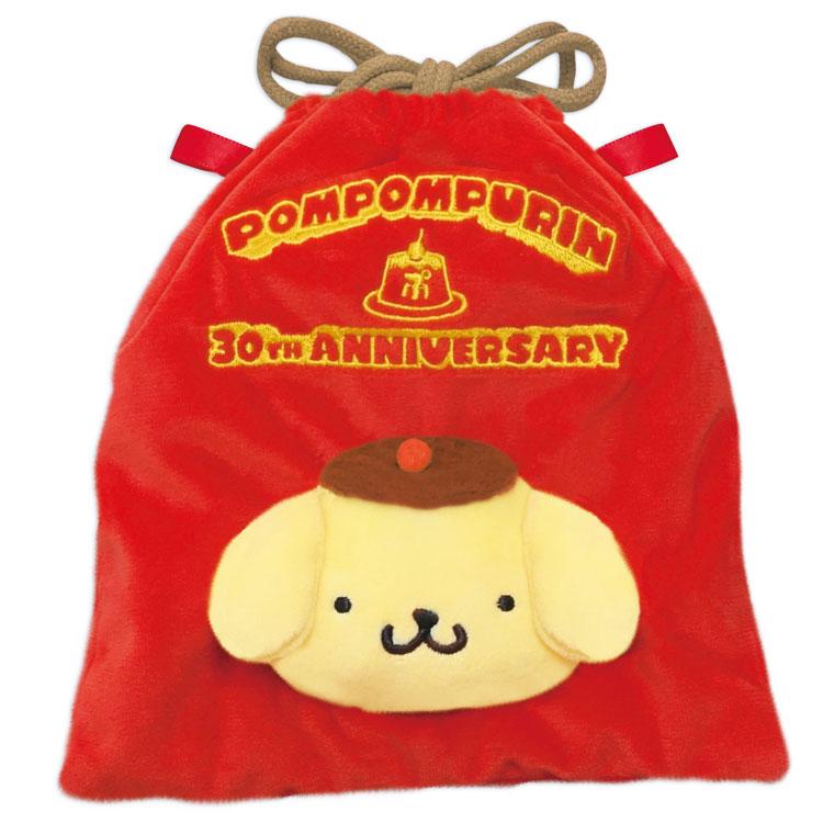 ポムポムプリン ぬいぐるみ巾着 えんじ 30周年 サンリオ SANRIO
