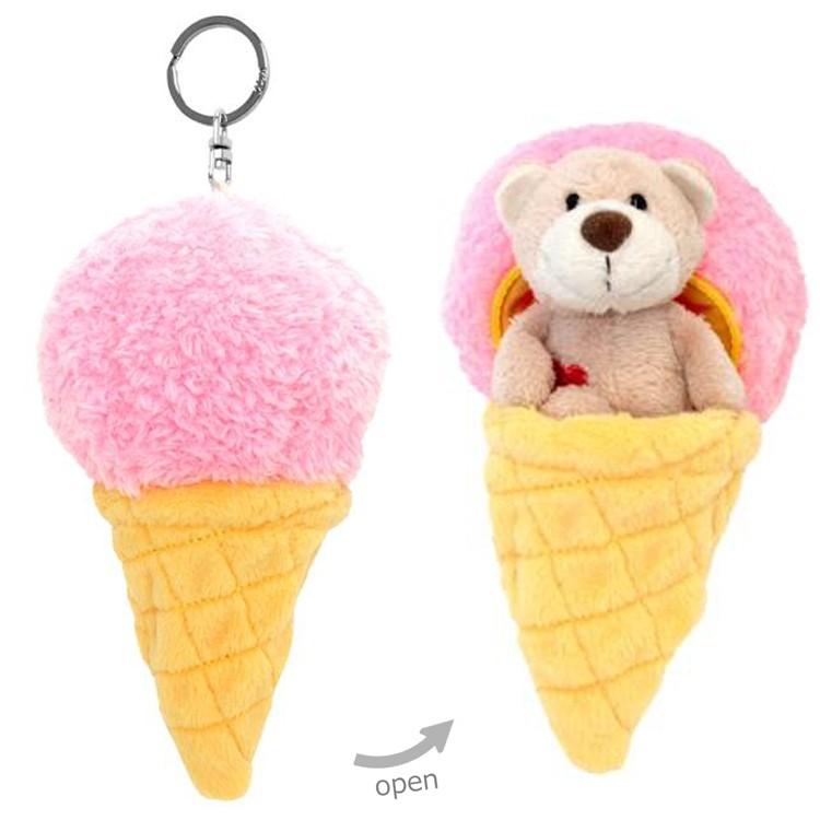 NICI ビーンバッグ アイスクリーム ストロベリー ラブベア6cm ニキ