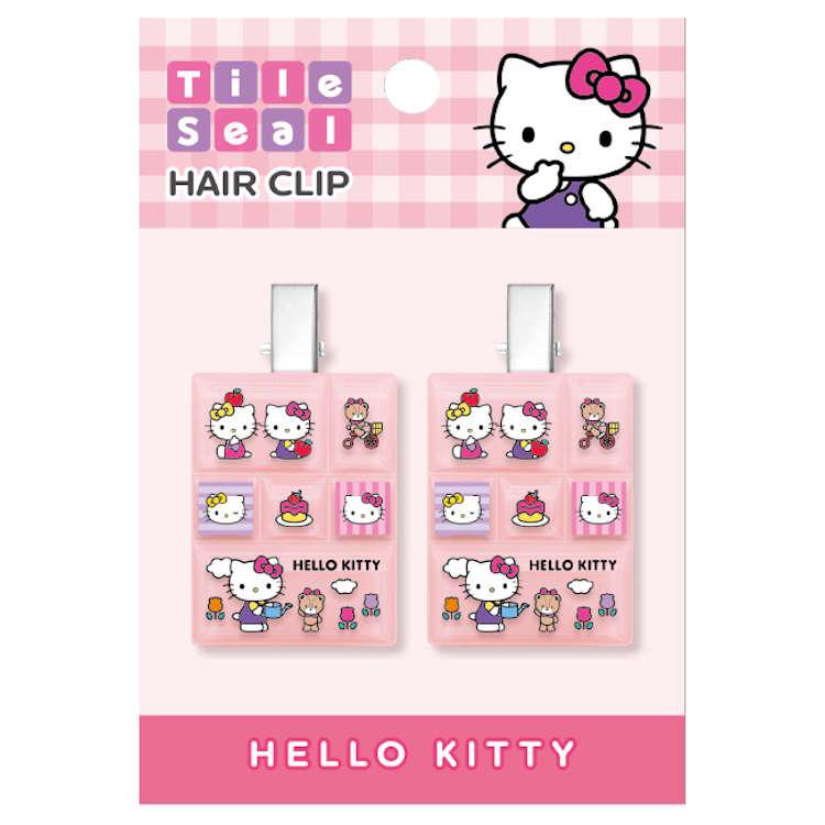 ハローキティ タイルシールヘアクリップ ピンク ヘアピン 前髪クリップ