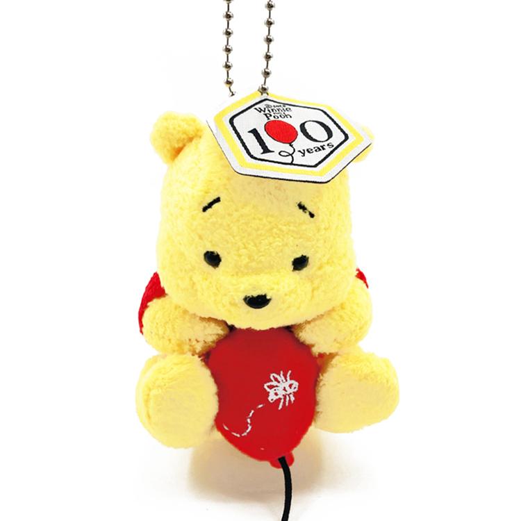 くまのプーさん ころりんぬいぐるみキーチェーンマスコット 100thロゴ