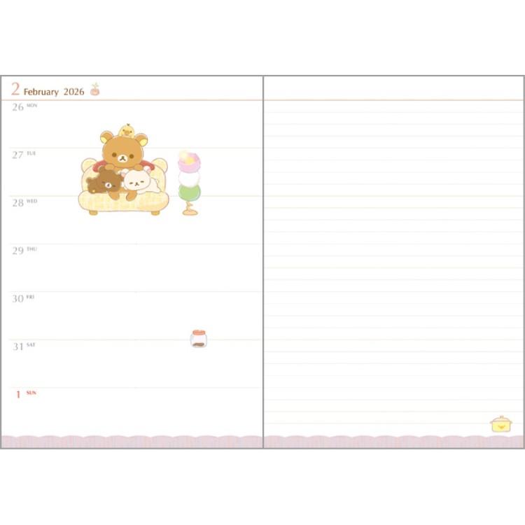 8月下旬]リラックマ 手帳 2026年スケジュール帳 糸とじB6