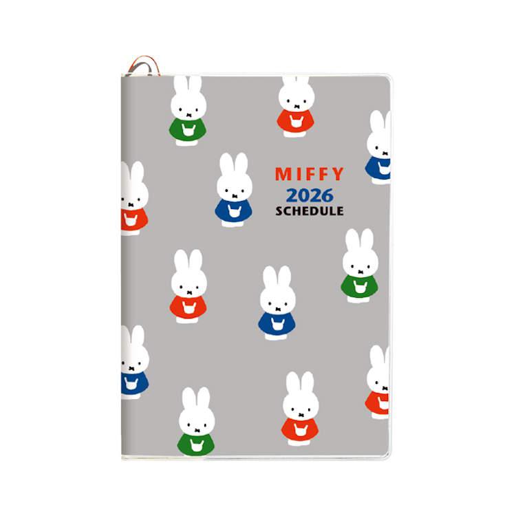 ミッフィー 手帳 2026年スケジュール帳 B6 マンスリー&amp;ブロック式ウィークリー グレー 054092