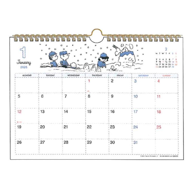 スヌーピー 2026年カレンダー ウォールカレンダーシンプル横型