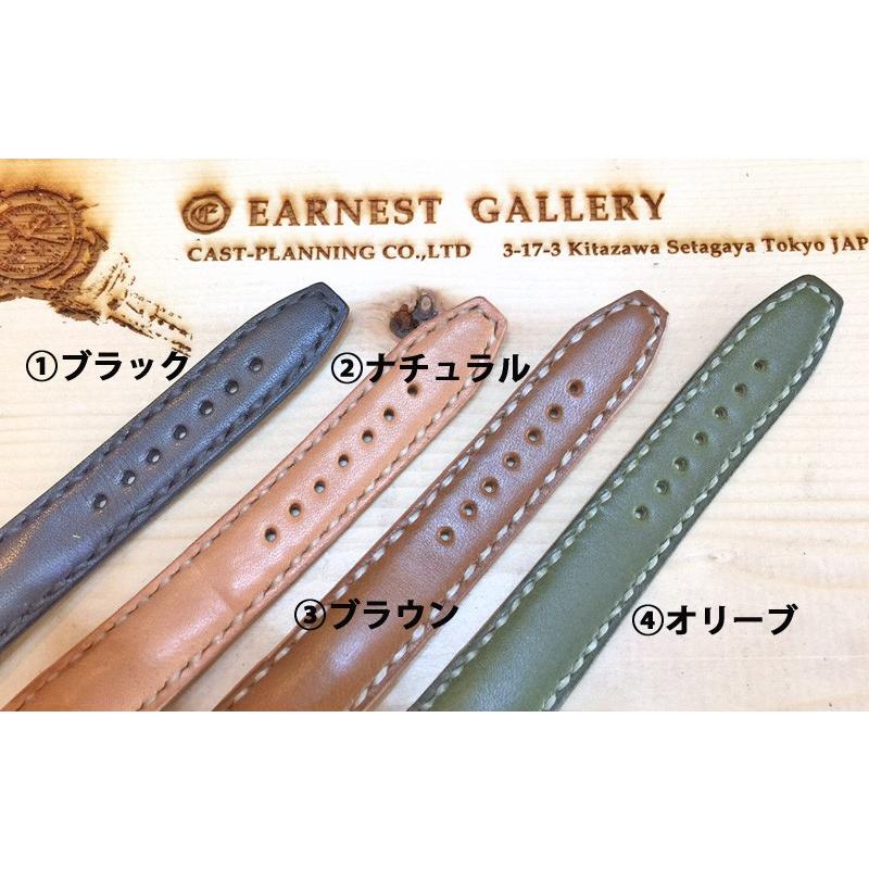 EARNEST：ハンドメイド【極厚フラット/ステッチDバックル仕様／栃木レザーカーフ18mm,20mm,22mm,24mm】の画像
