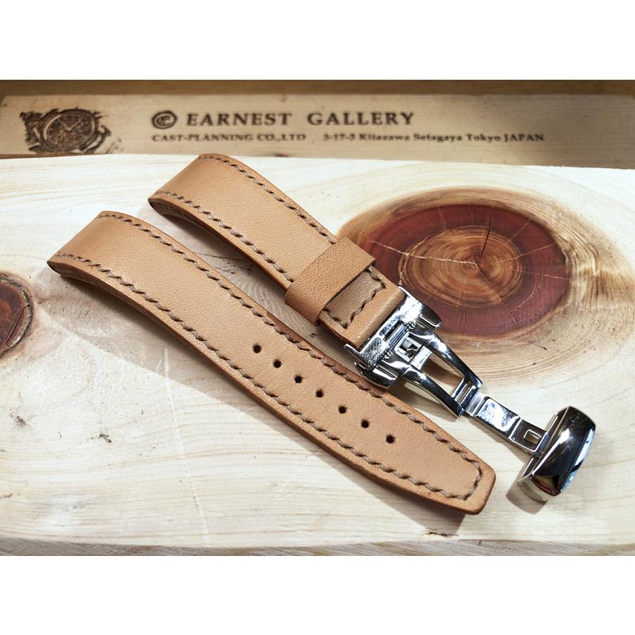 EARNEST：ハンドメイド【極厚フラット/ステッチDバックル仕様／栃木レザーカーフ18mm,20mm,22mm,24mm】の画像